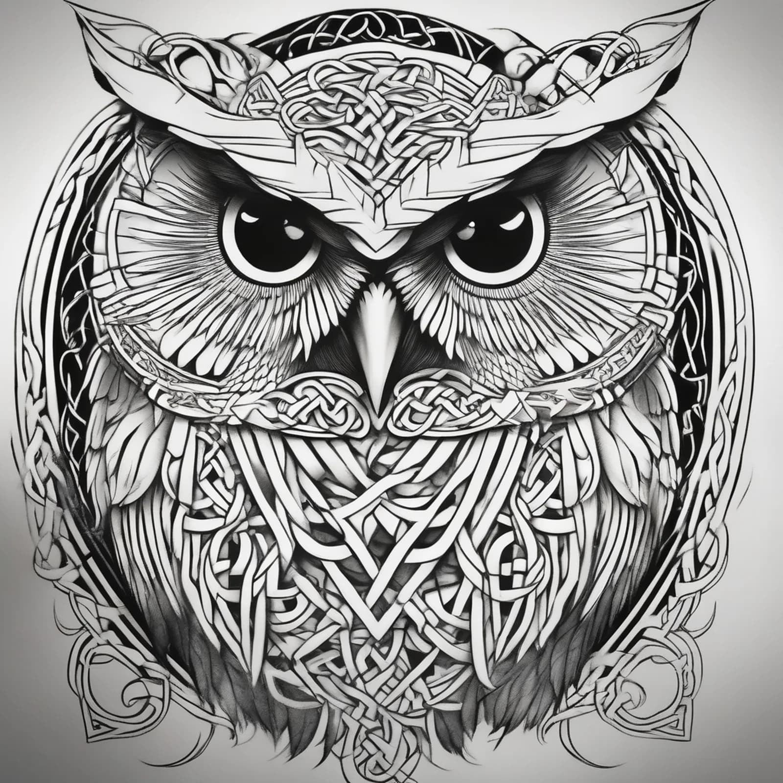 Celtic Knotwork Owl tattoo design, alternative version 3