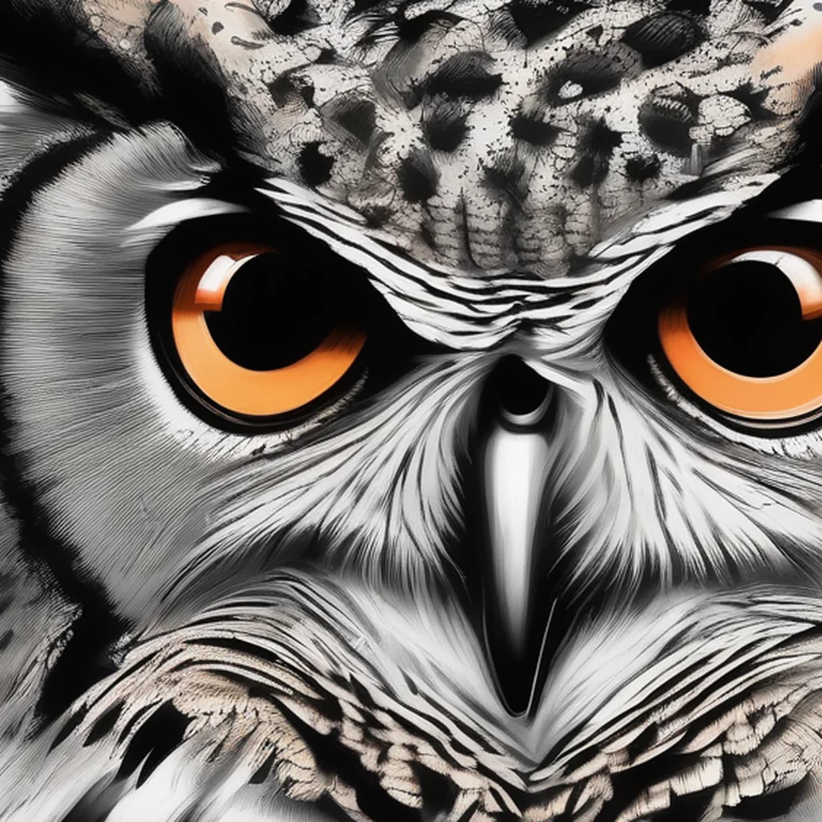 Eurasian Eagle Owl tattoo design, close-up detail