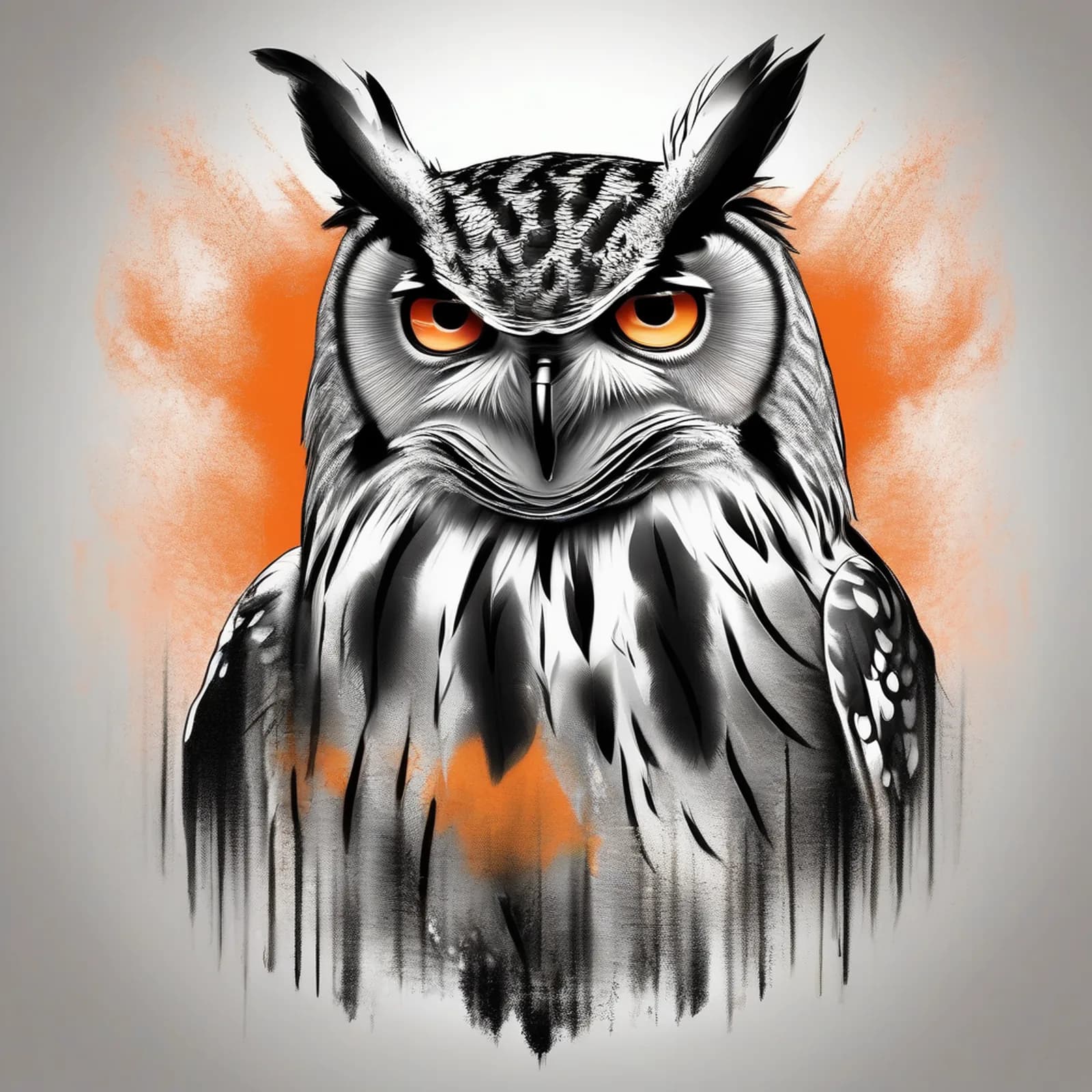Eurasian Eagle Owl tattoo design, alternative version 4