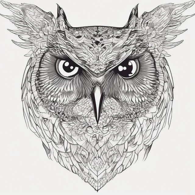 Fine Line Owl tattoo design