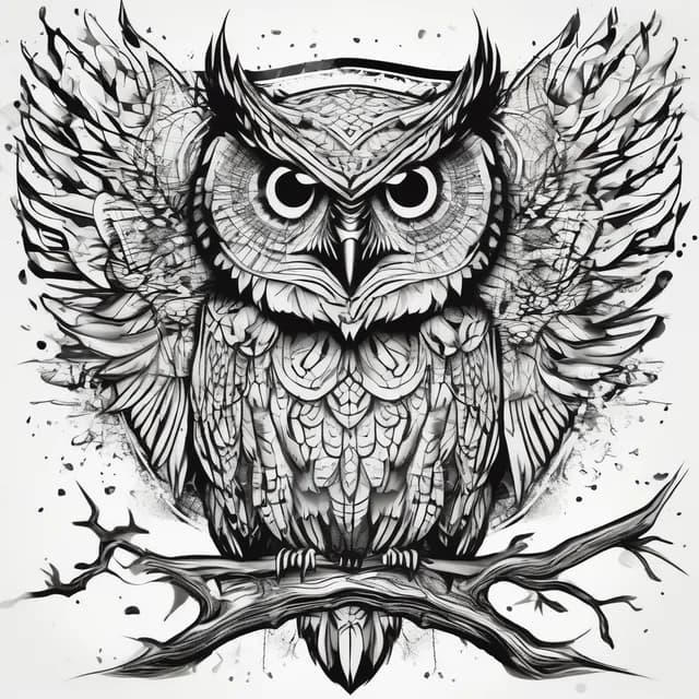 Gothic Owl tattoo design