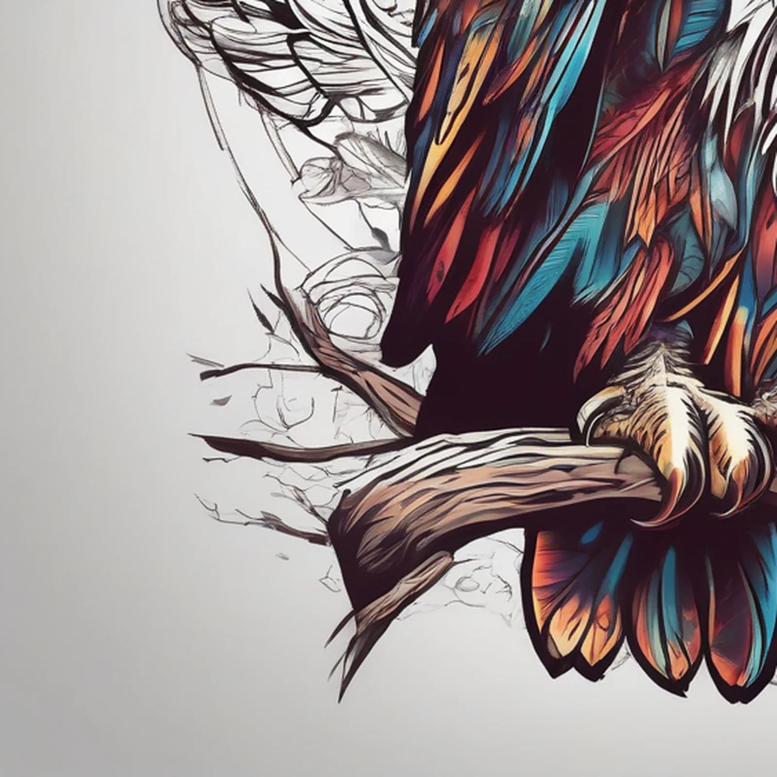 Guardian Owl Over Home tattoo design, close-up detail