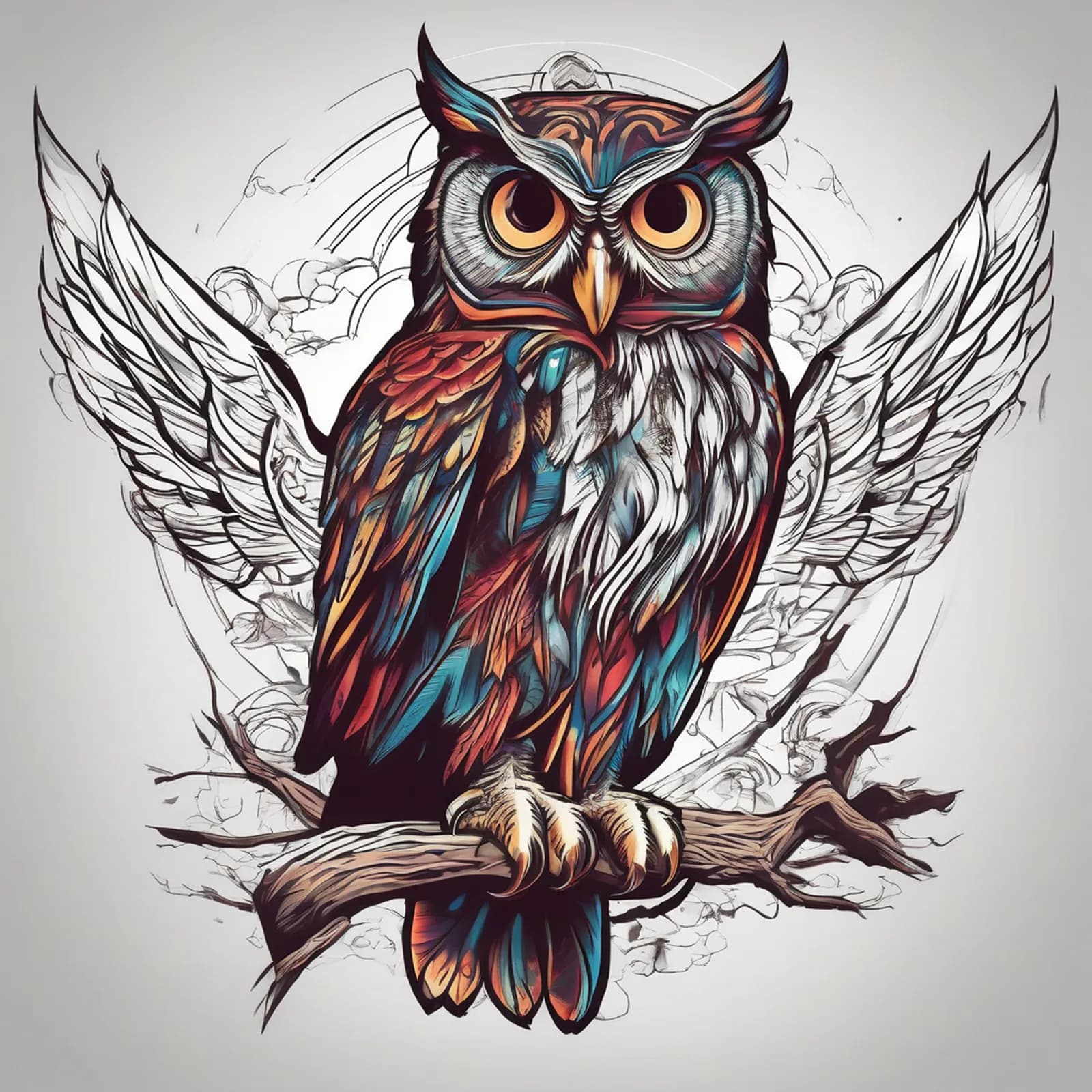 Guardian Owl Over Home tattoo design