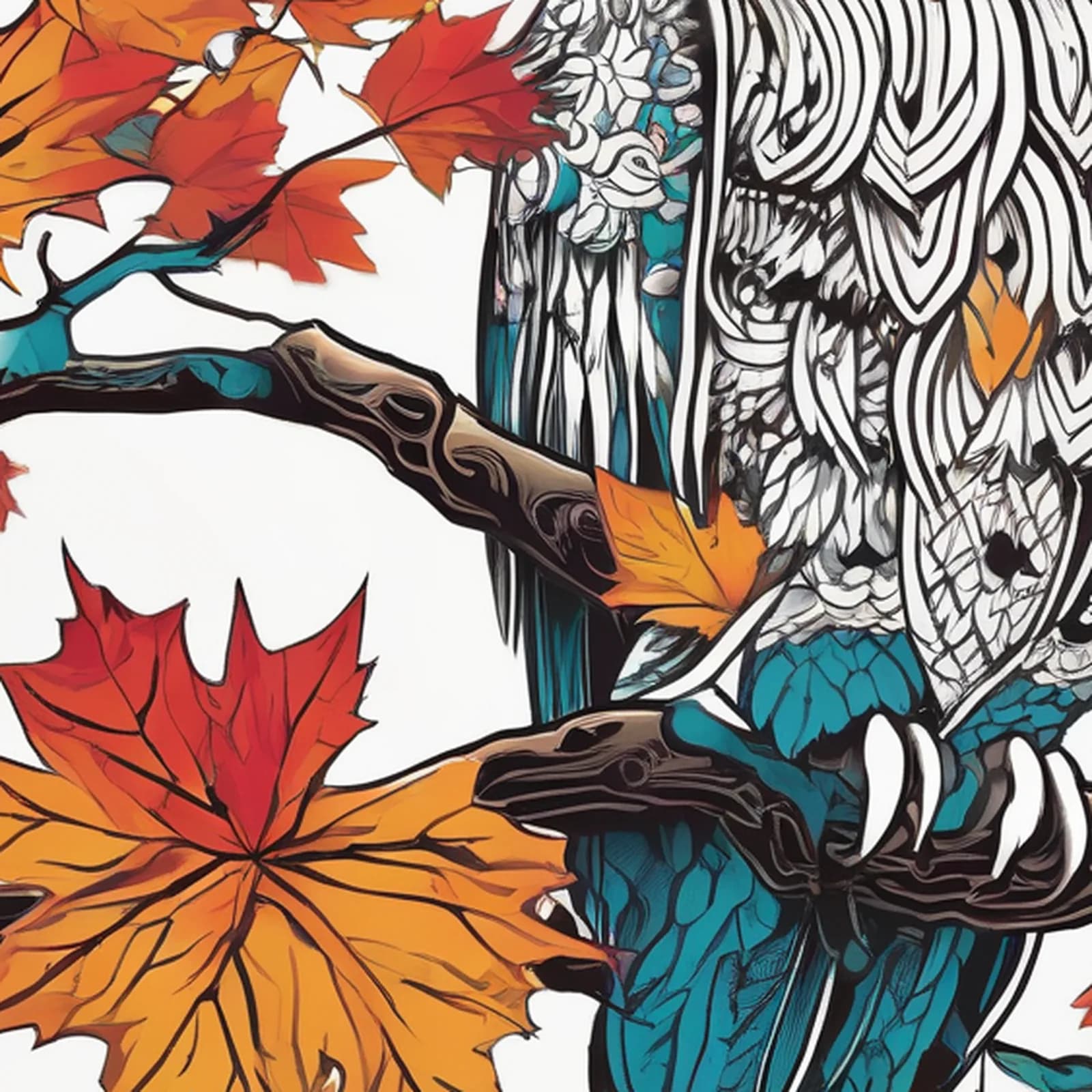 Japanese Fukurou Owl tattoo design, close-up detail