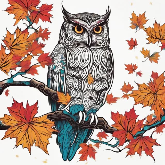 Japanese Fukurou Owl tattoo design