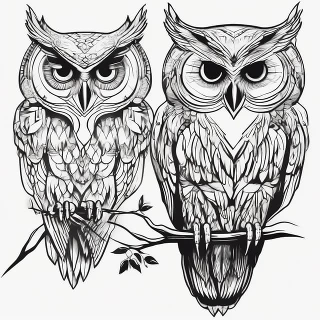 Matching Owl Pair tattoo design