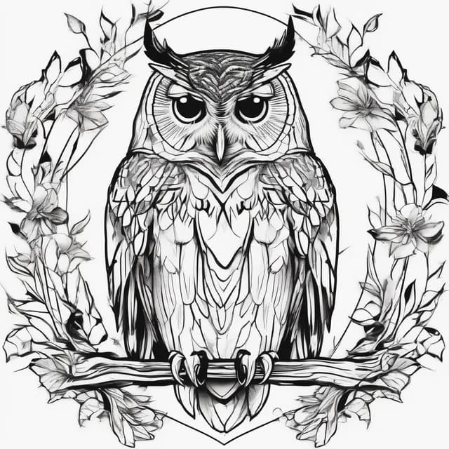 Memorial Owl With Banner tattoo design