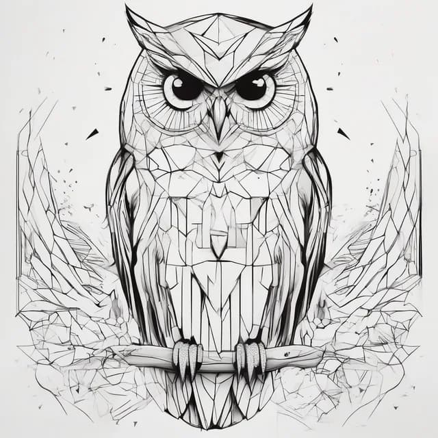 Minimal Geometric Owl tattoo design