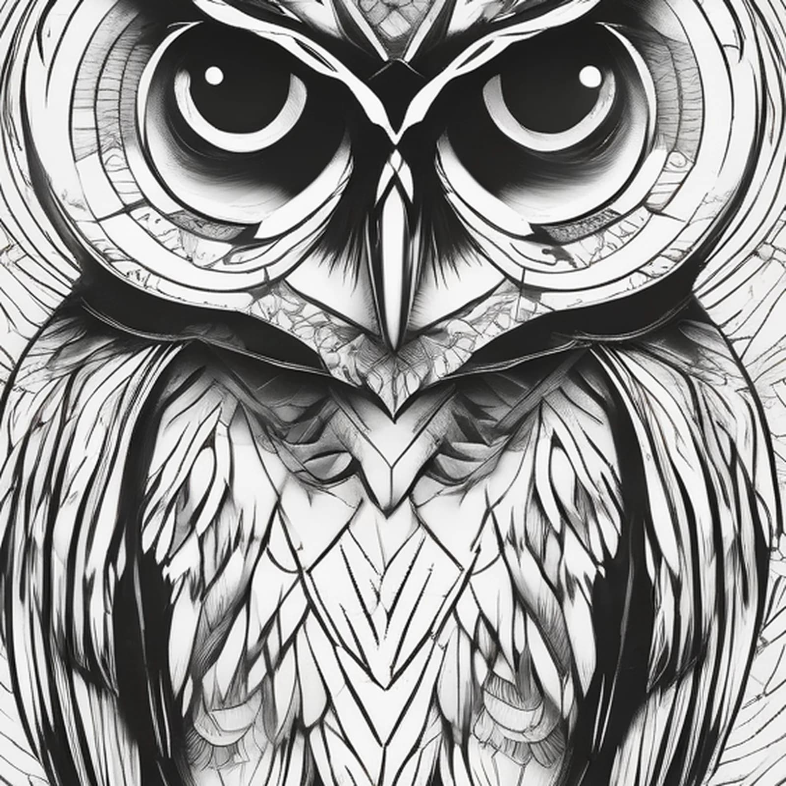 Mother And Baby Owl tattoo design, close-up detail