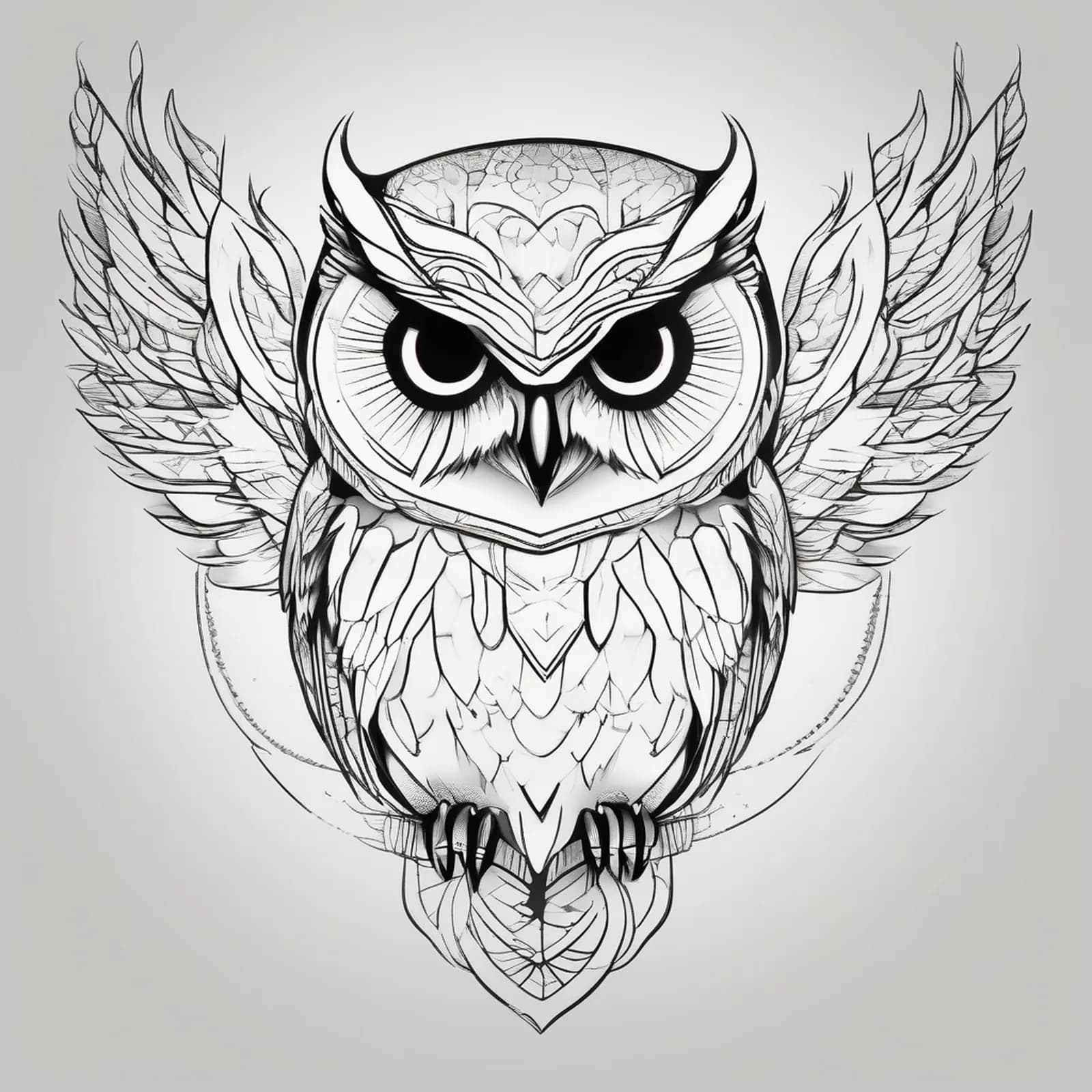 Mother And Baby Owl tattoo design, alternative version 3