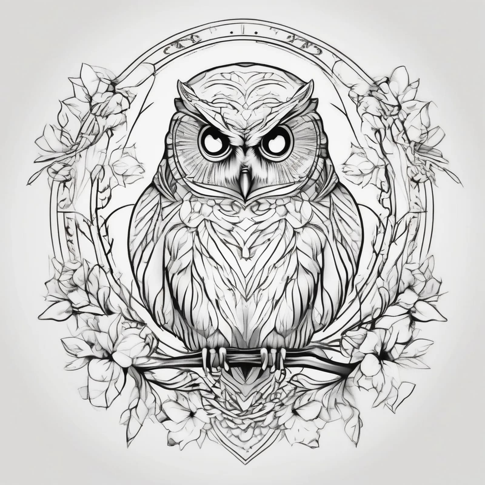 Mother And Baby Owl tattoo design, alternative version 4
