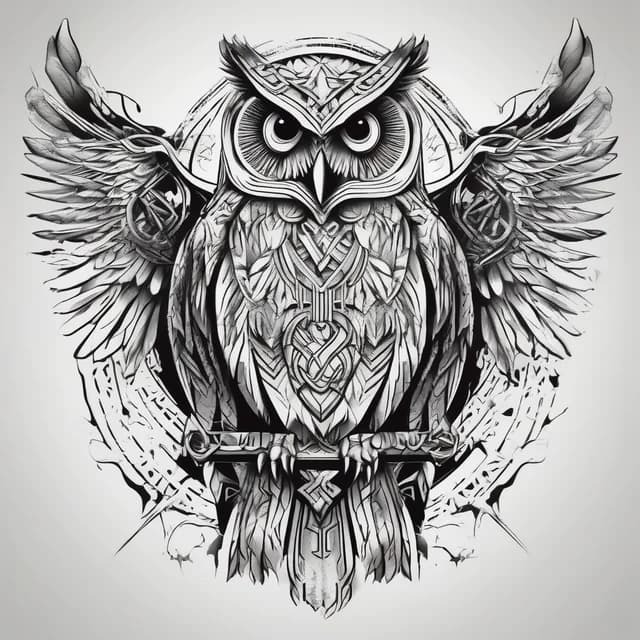 Norse Guardian Owl tattoo design
