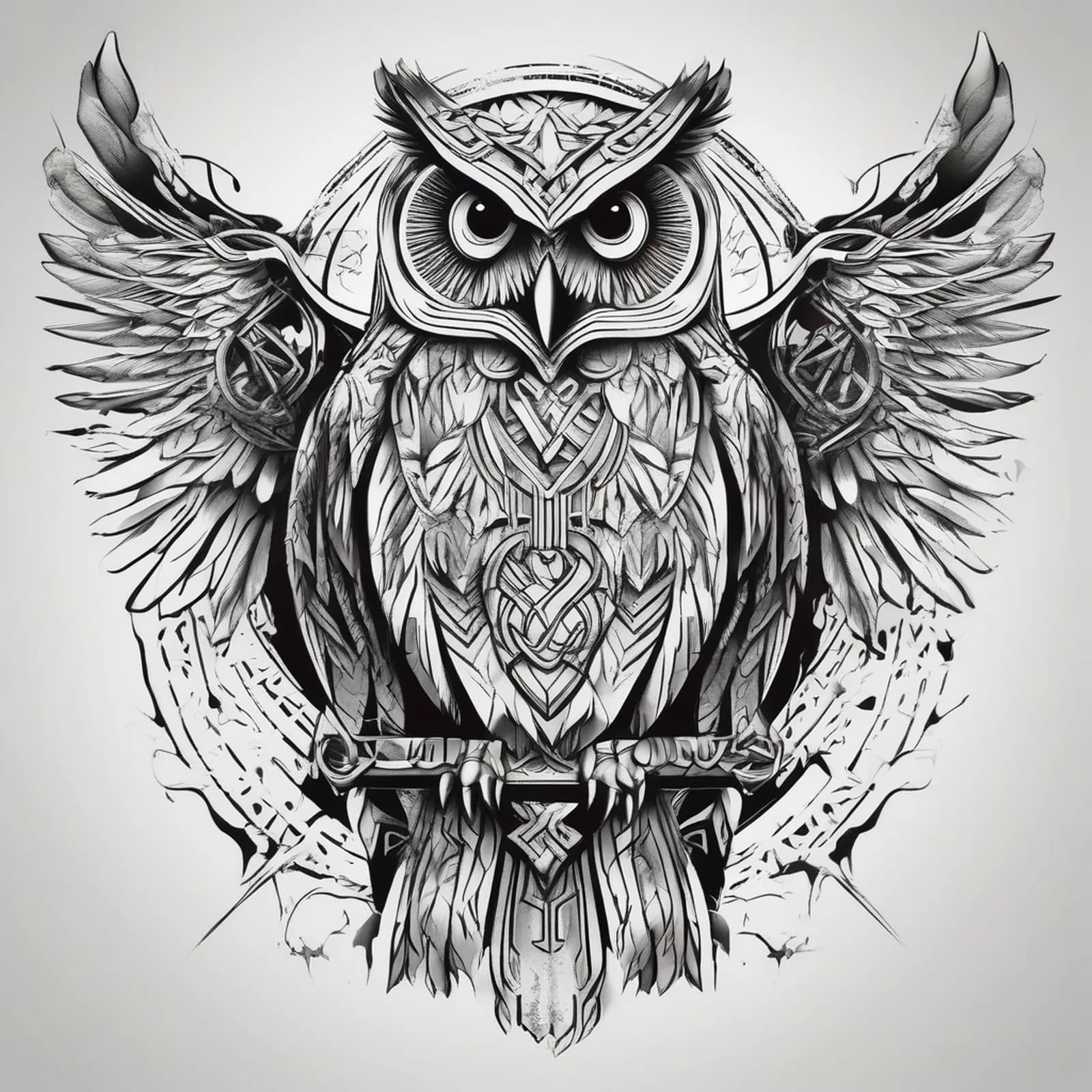 Norse Guardian Owl tattoo design