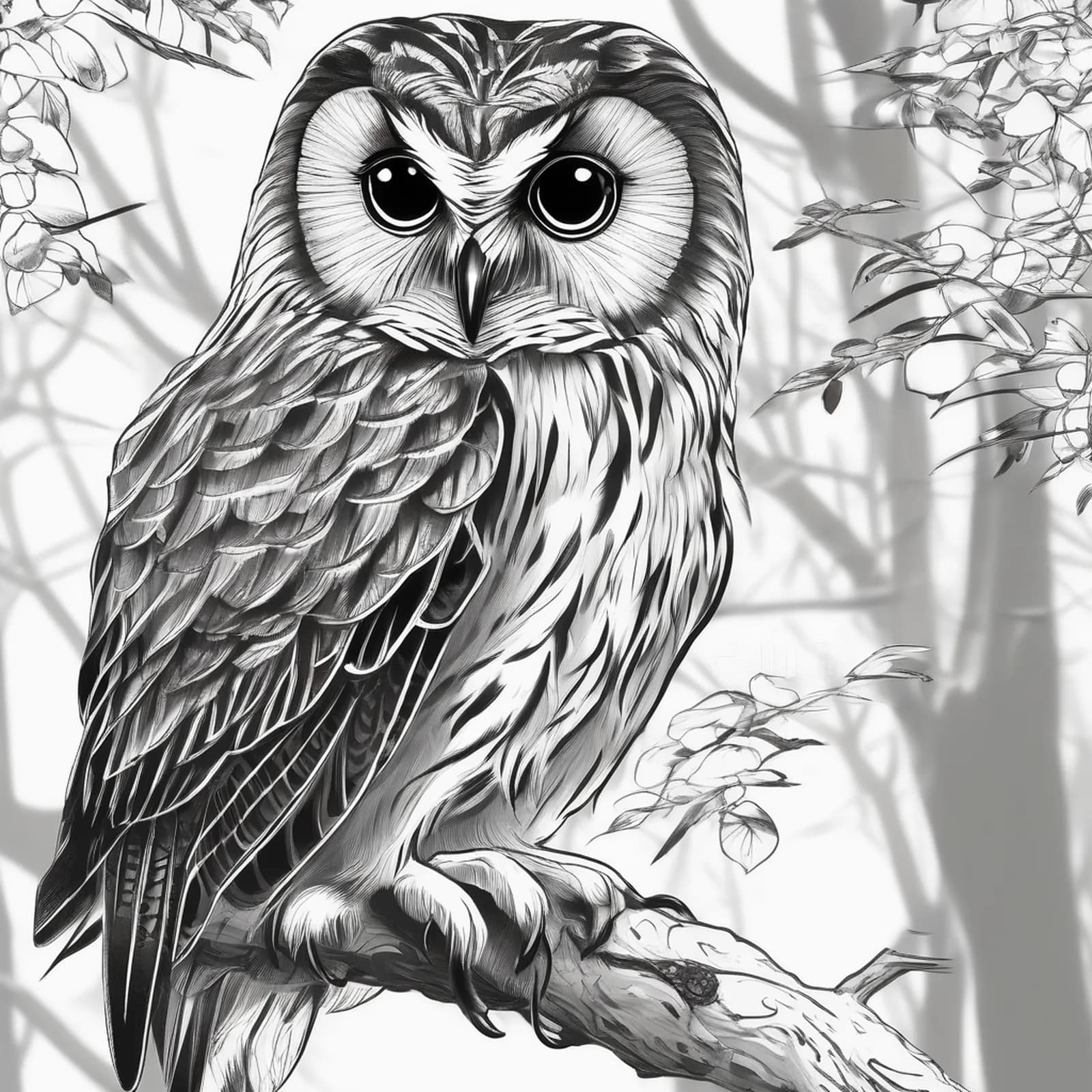 Northern Saw Whet Owl tattoo design, alternative version 3