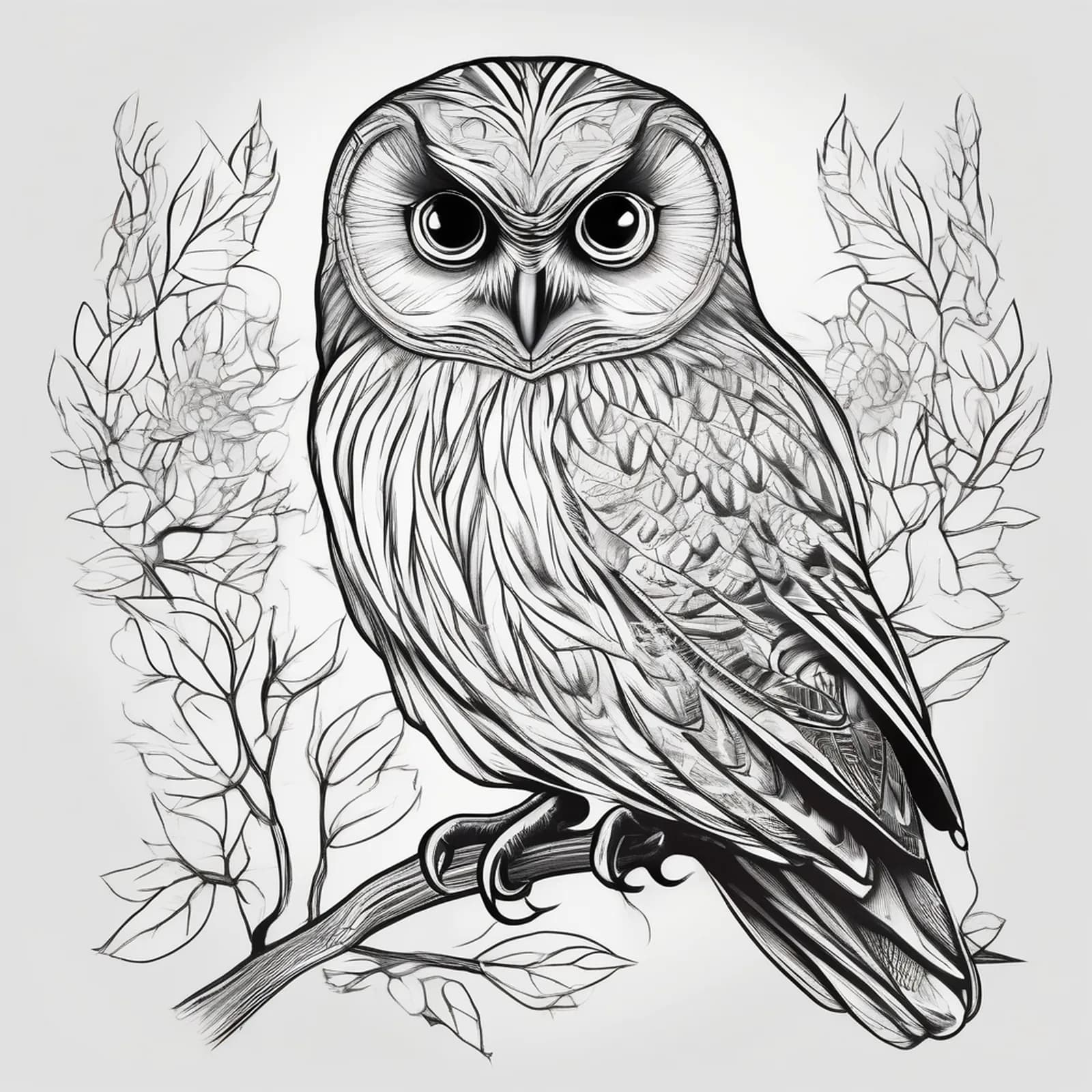Northern Saw Whet Owl tattoo design, alternative version 4