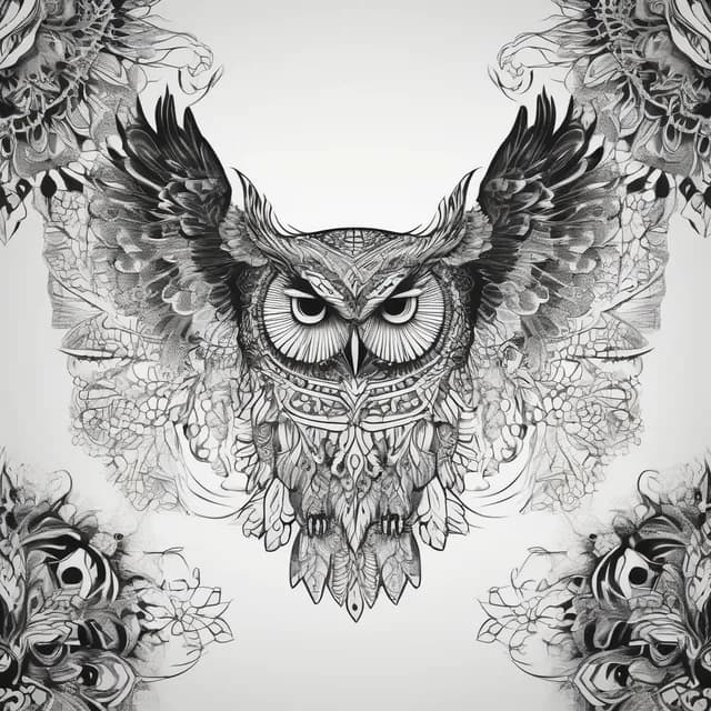 Ornamental Filigree Owl tattoo design
