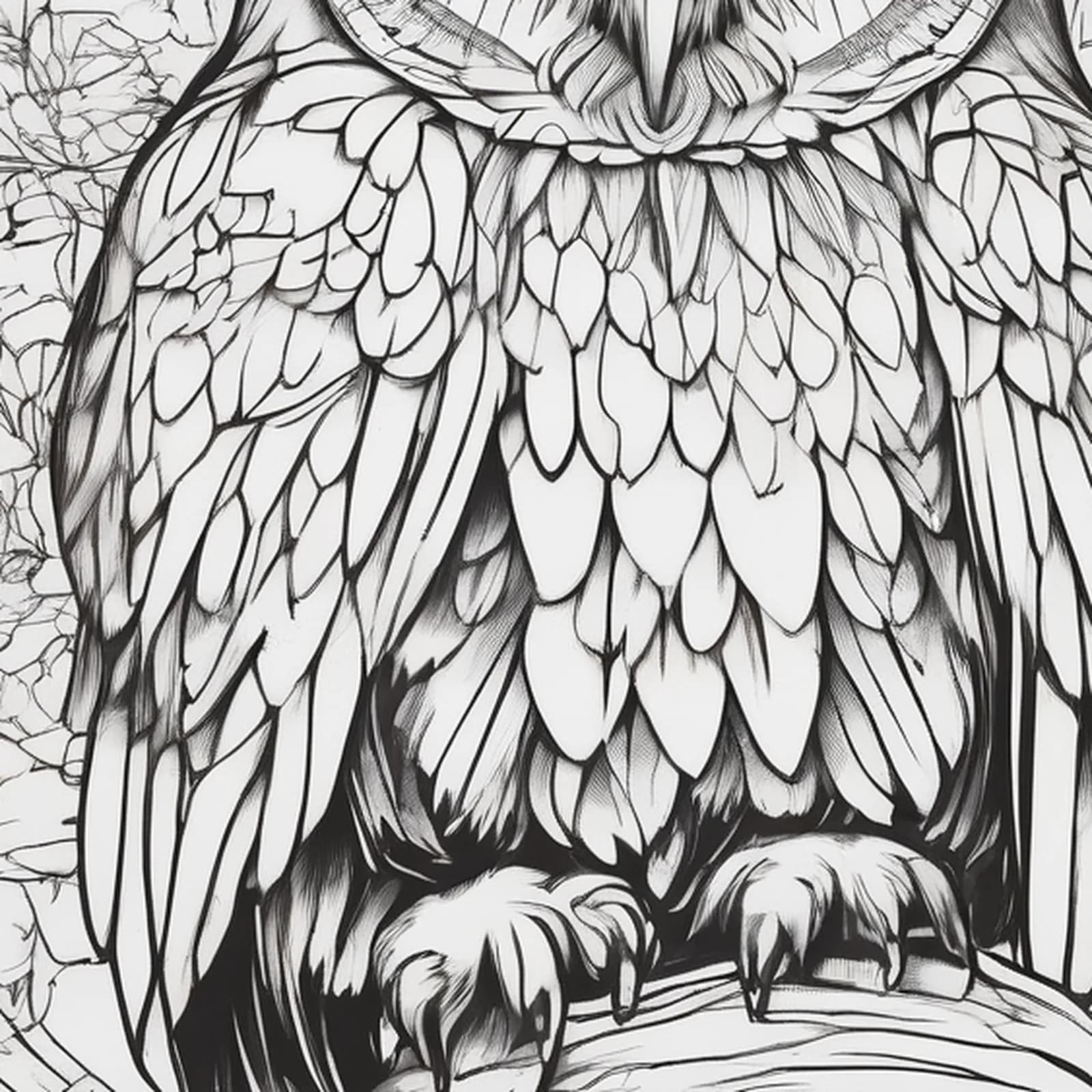 Owl Along The Spine tattoo design, close-up detail