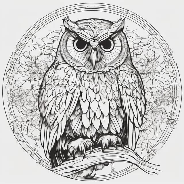 Owl Along The Spine tattoo design