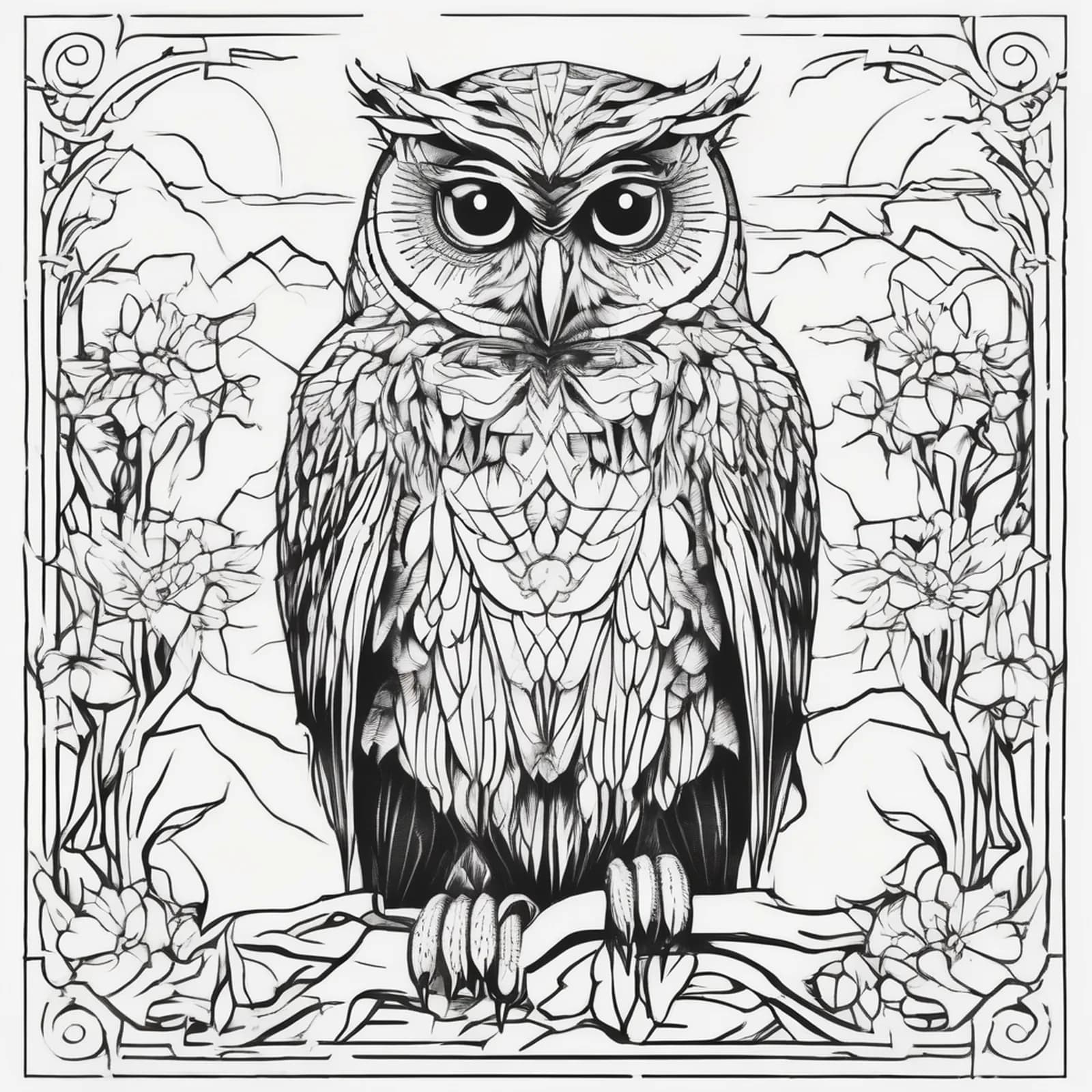 Owl Along The Spine tattoo design, alternative version 2