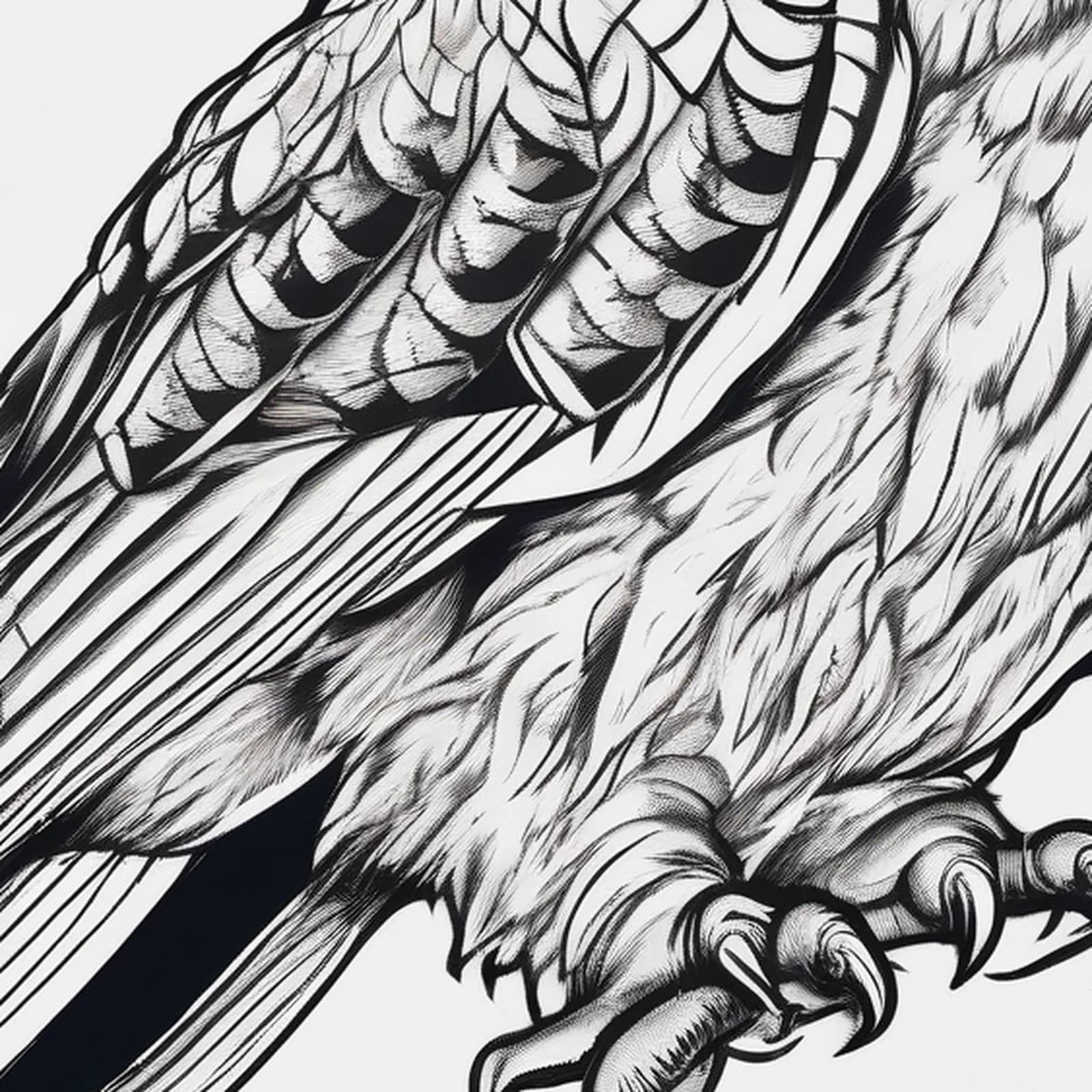 Owl And Arrow tattoo design, close-up detail