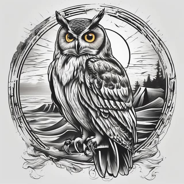 Owl And Lighthouse tattoo design
