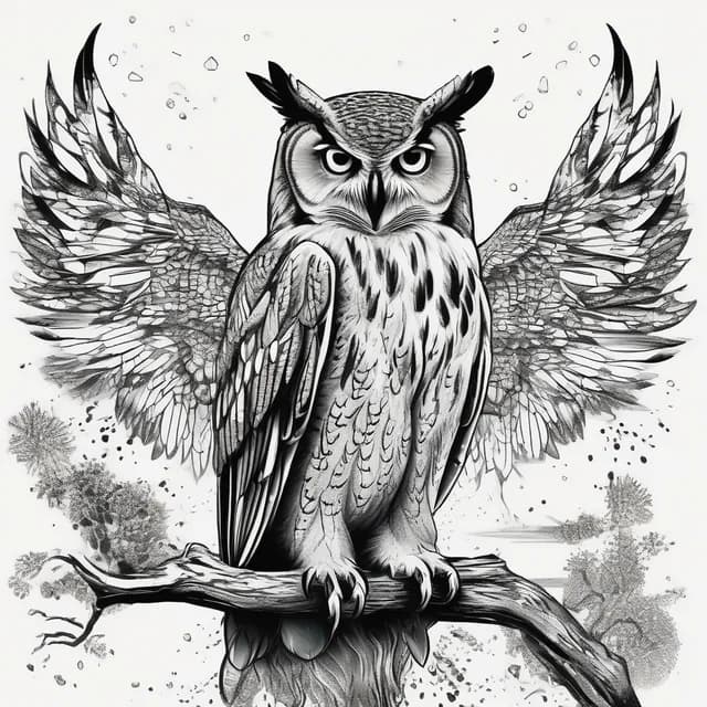 Owl And Sand Timer tattoo design