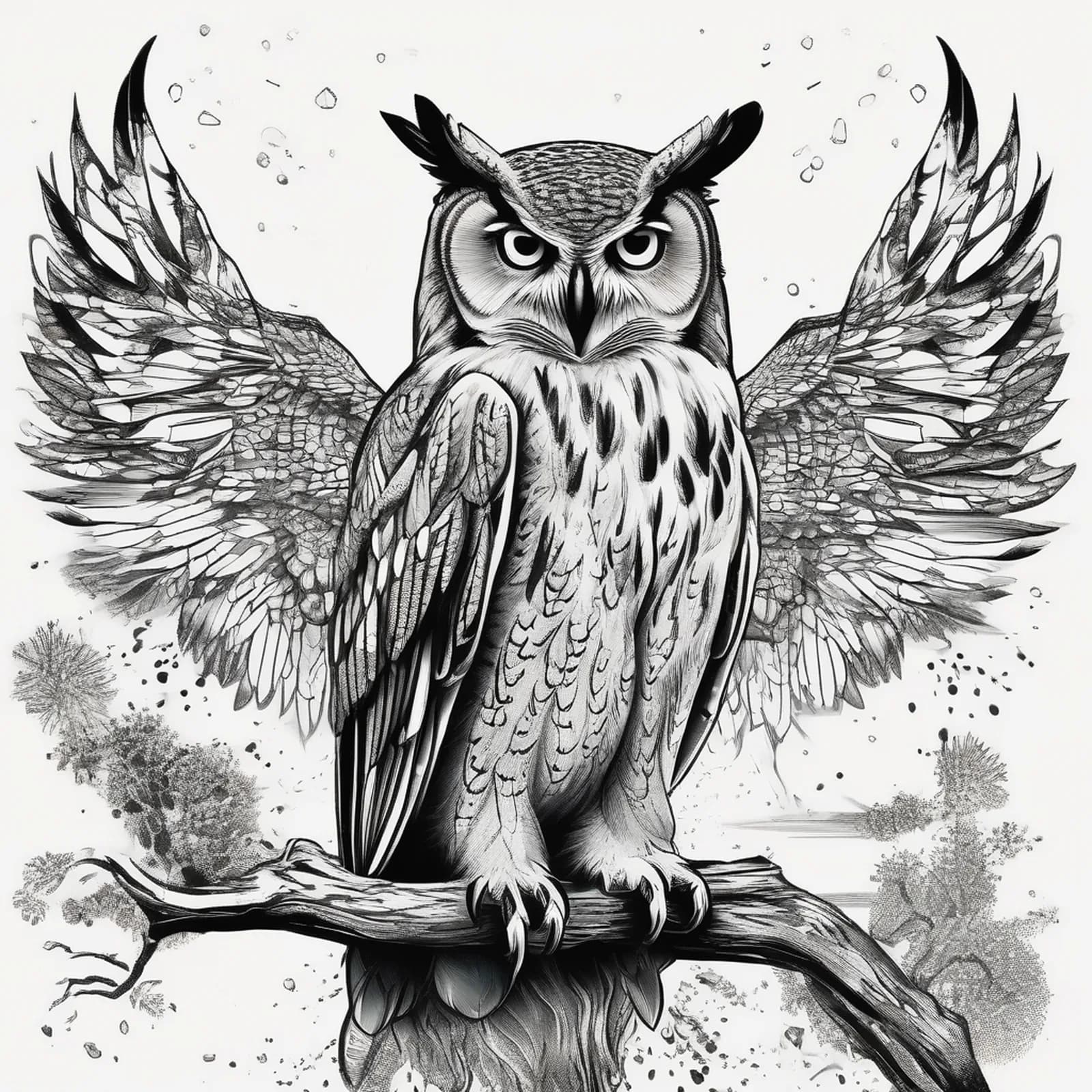 Owl And Sand Timer tattoo design
