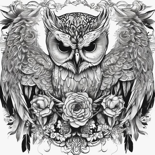 Owl And Skull tattoo design