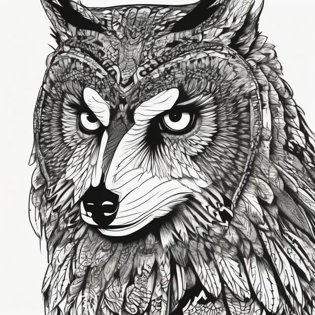 Owl And Wolf Split tattoo design