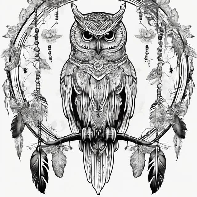 Owl Dreamcatcher tattoo design