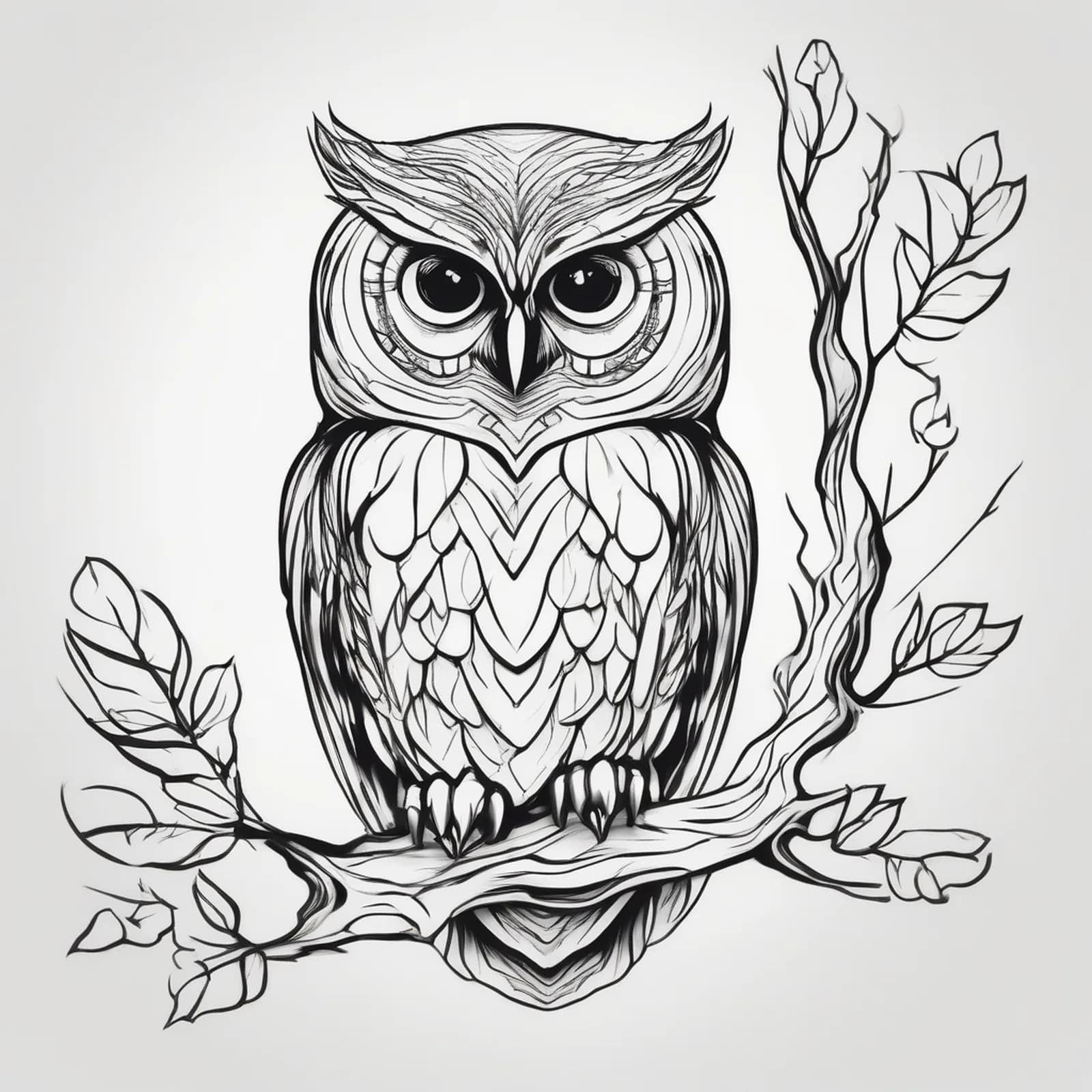 Owl Family Of Three tattoo design, alternative version 3