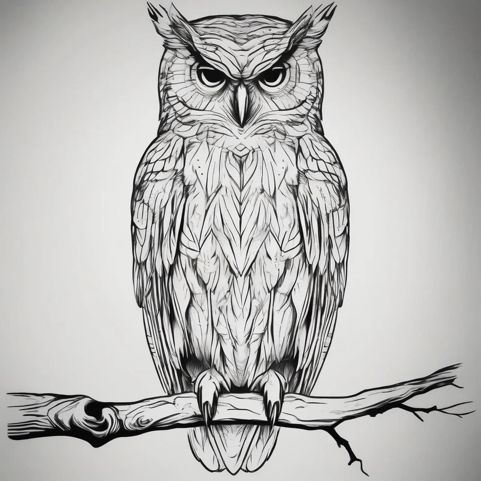 Owl Family Of Three tattoo design, alternative version 4
