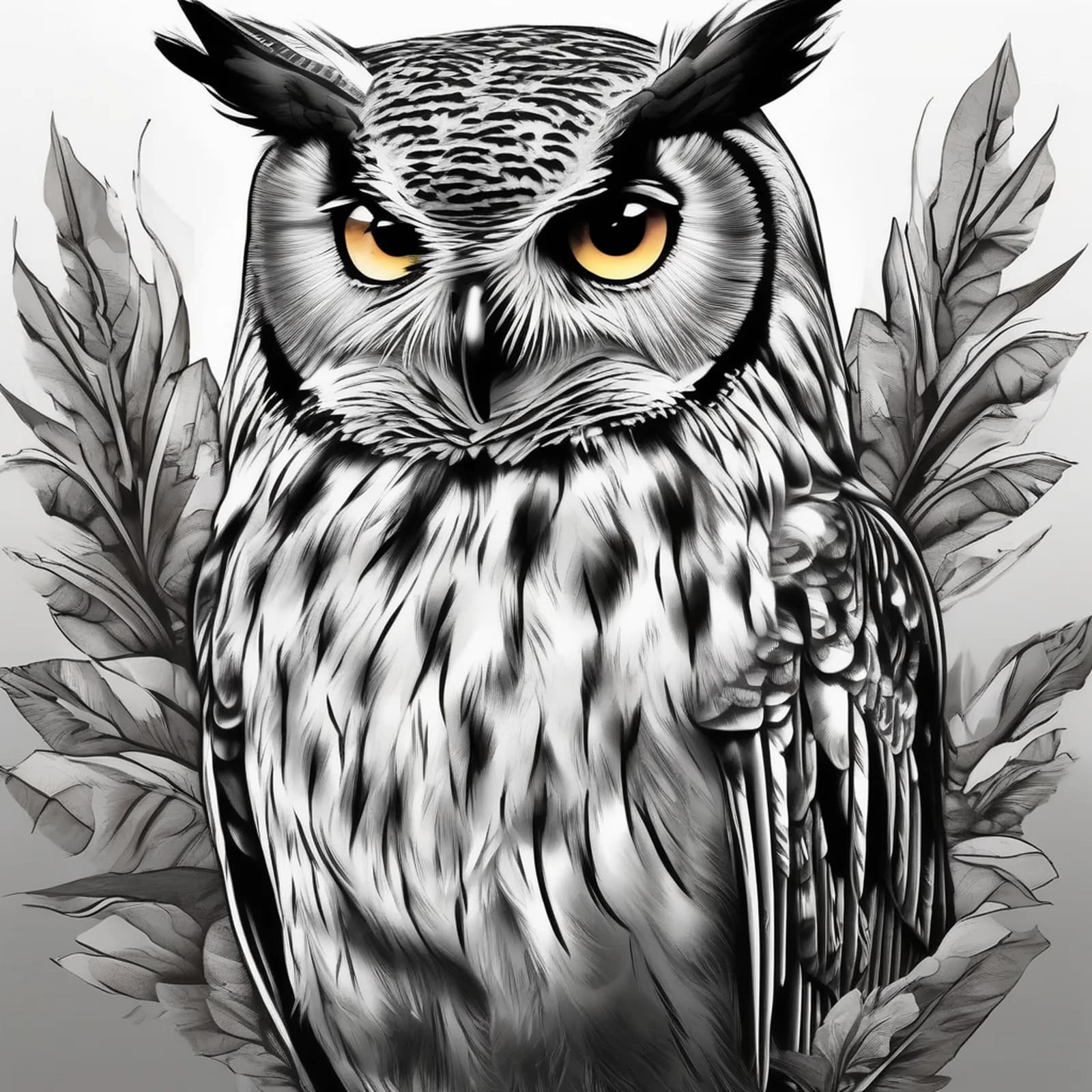 Owl Full Body Study tattoo design
