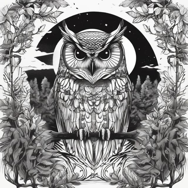 Owl Half Sleeve With Forest tattoo design