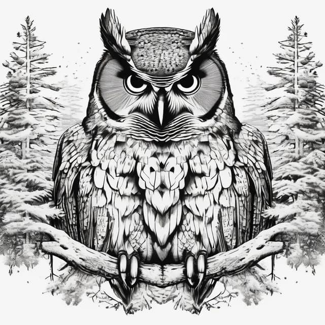 Owl In Forest tattoo design