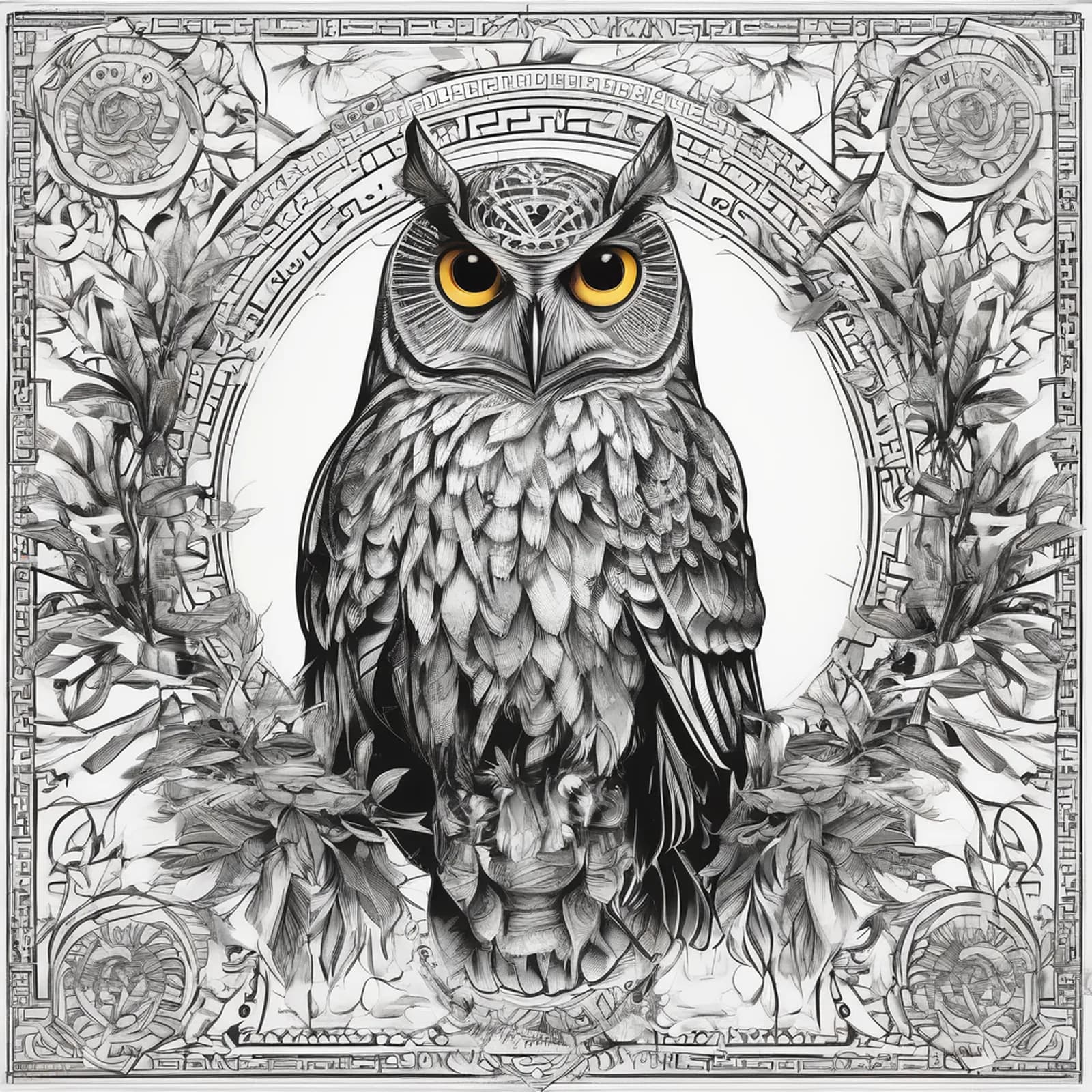 Owl Of Athena tattoo design, alternative version 2