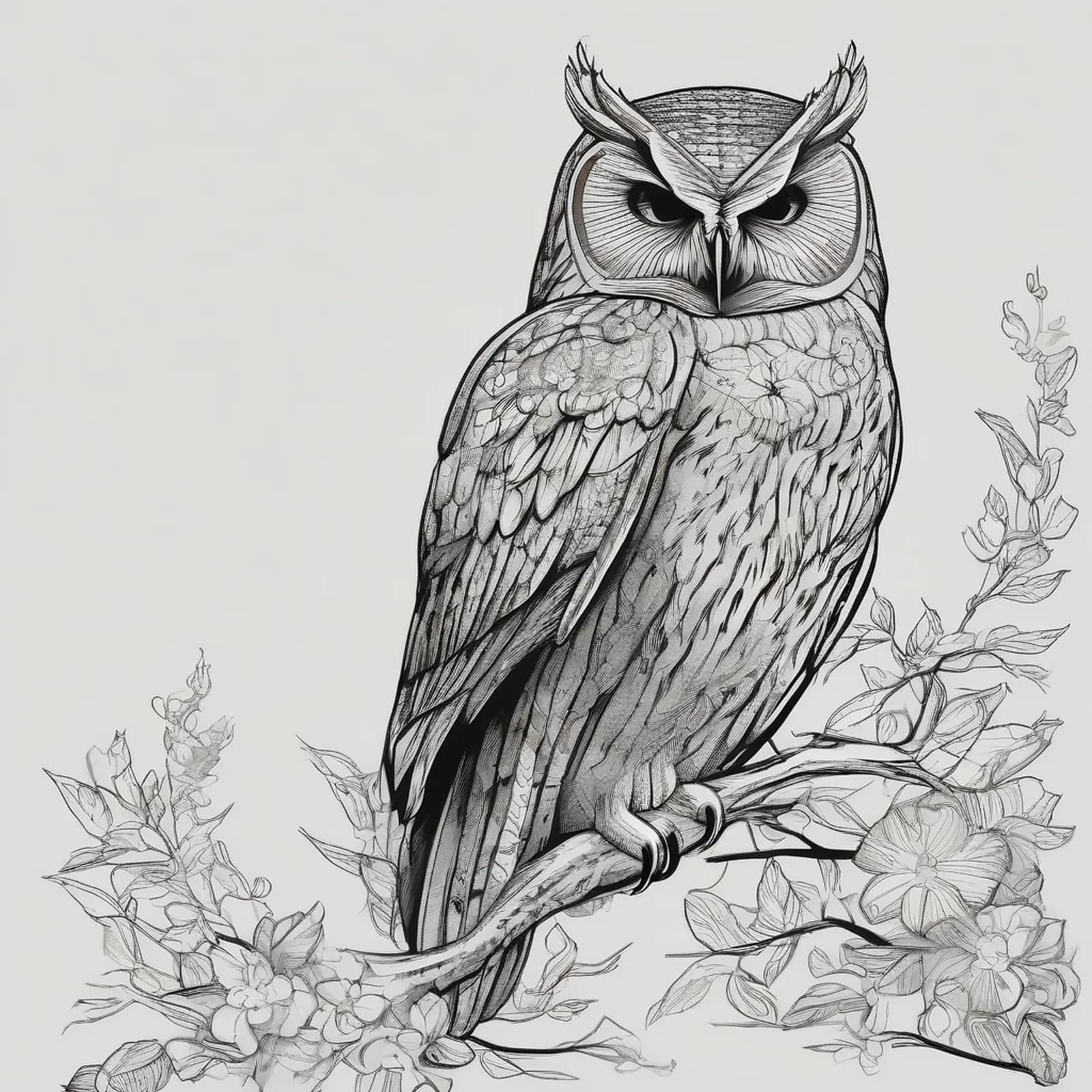 Owl Of Athena tattoo design, alternative version 3