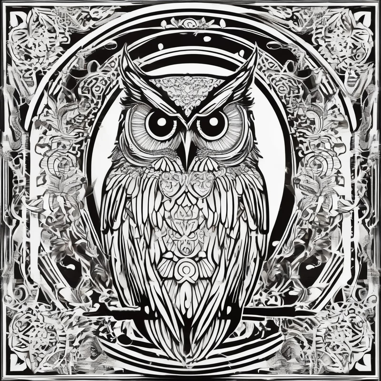Owl Of Athena tattoo design, alternative version 4