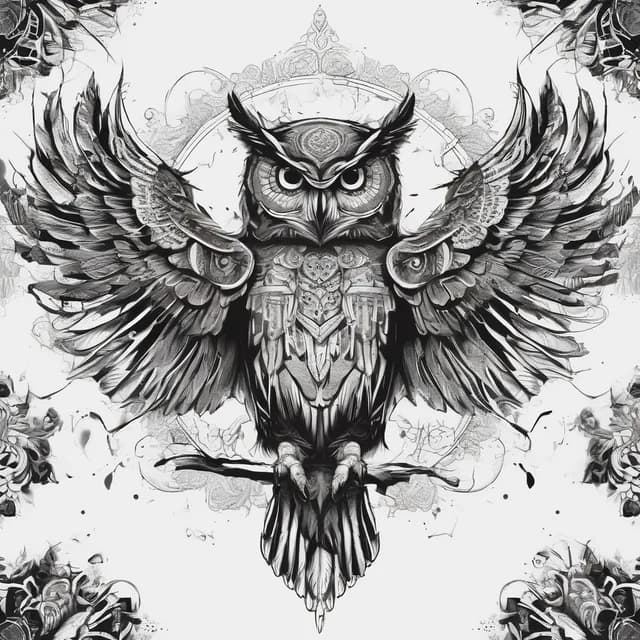 Owl Of Wisdom With Scroll tattoo design