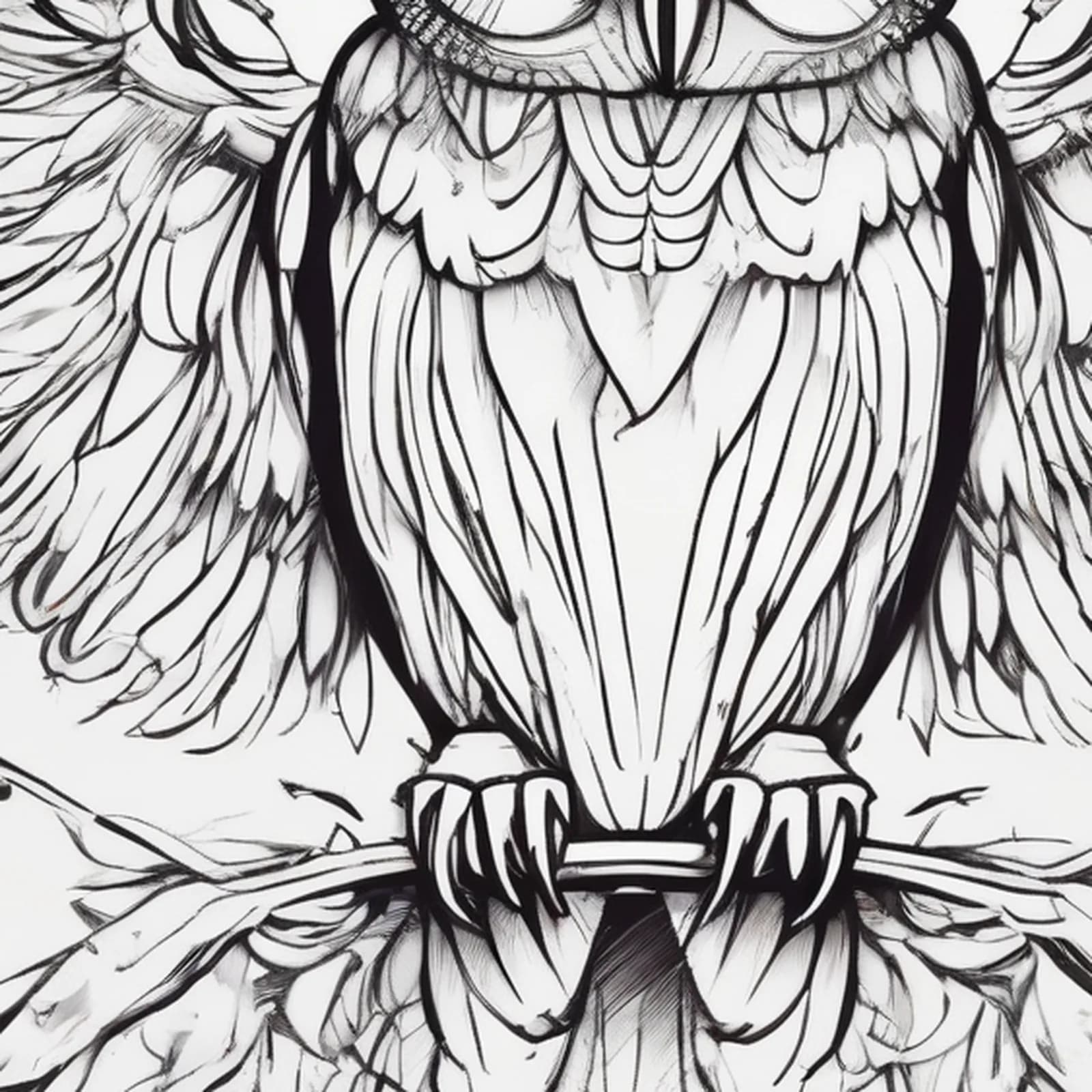 Owl On The Nape tattoo design, close-up detail