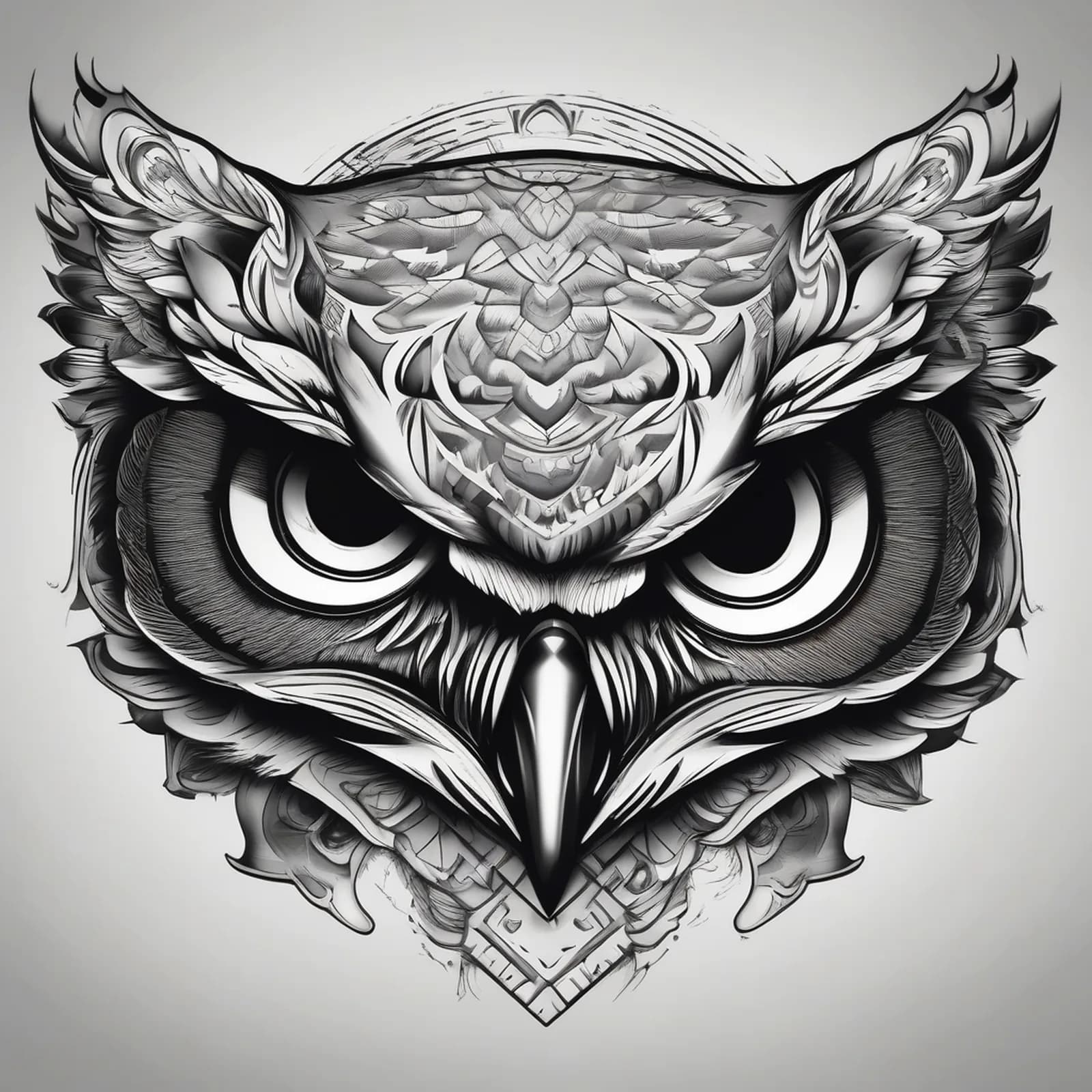 Owl On The Shoulder Blade tattoo design, alternative version 2