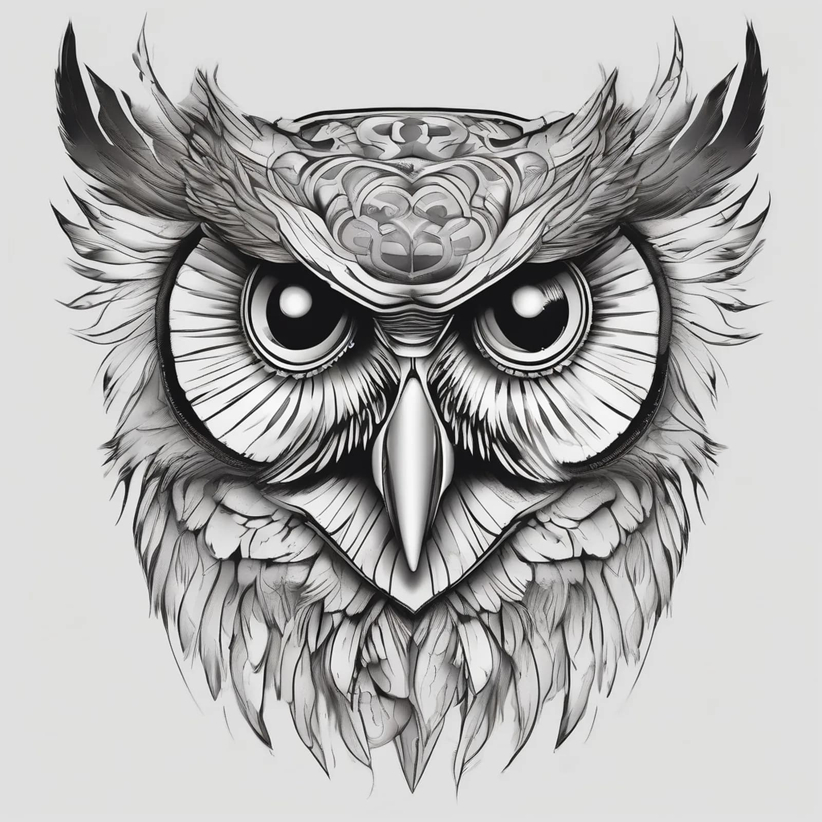 Owl On The Shoulder Blade tattoo design, alternative version 3