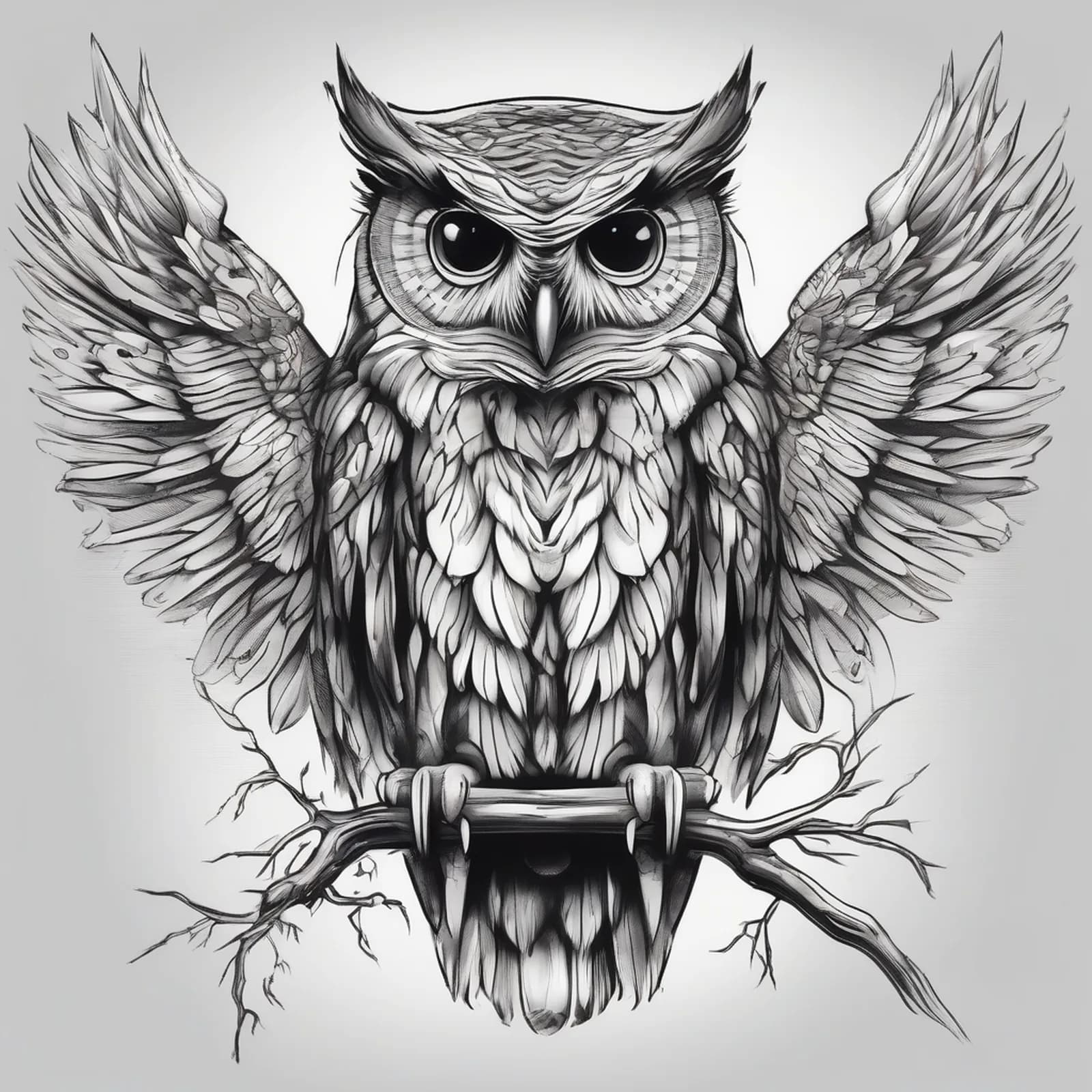 Owl On The Shoulder Blade tattoo design, alternative version 4