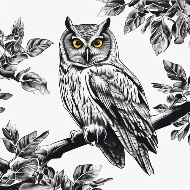 Owl Perched On Branch tattoo design