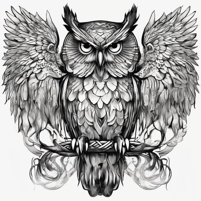 Owl Versus Snake tattoo design