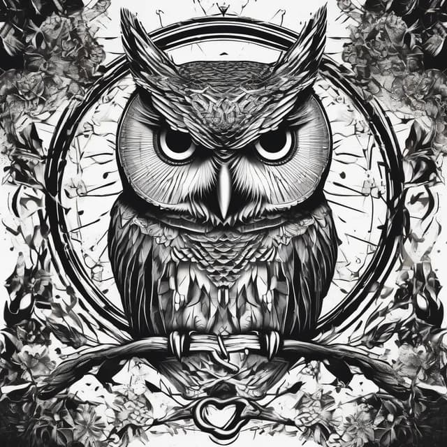 Owl With Broken Chain tattoo design
