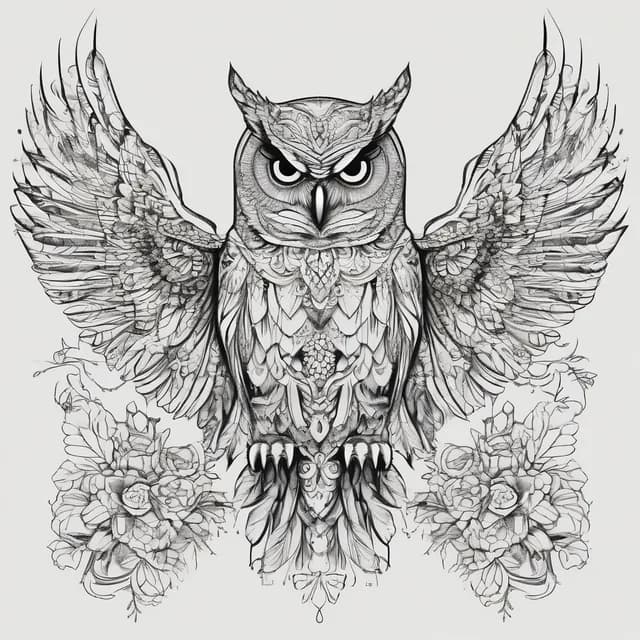 Owl With Open Wings tattoo design