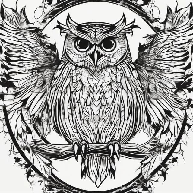 Paper Cut Silhouette Owl tattoo design