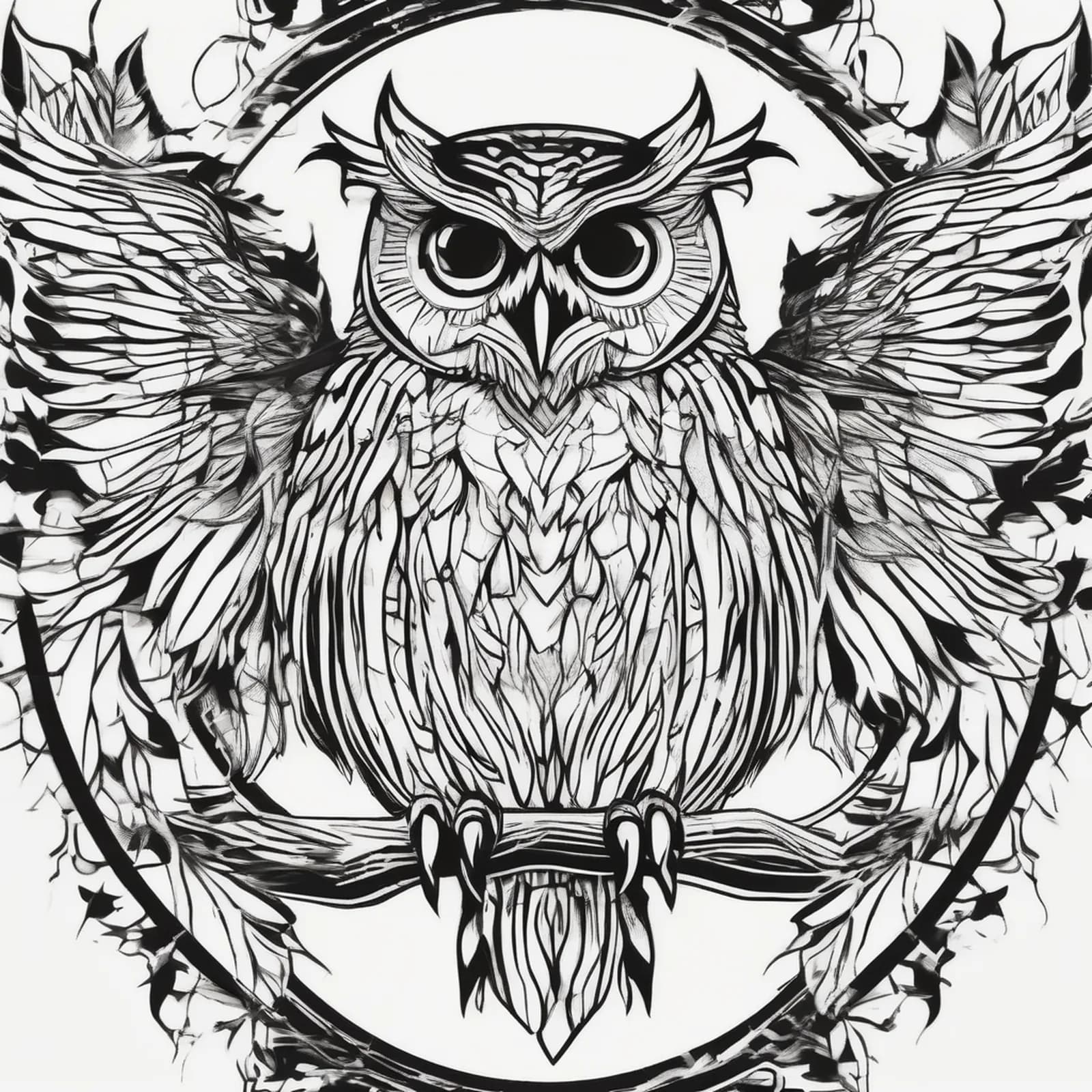 Paper Cut Silhouette Owl tattoo design