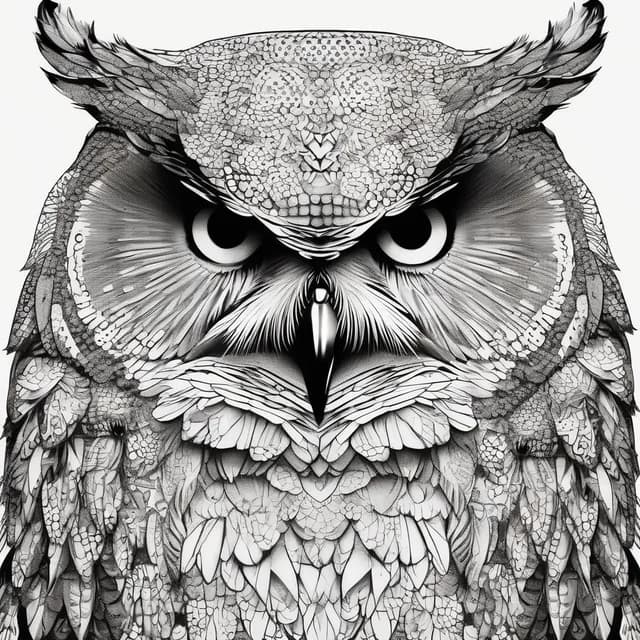 Pointillism Owl Portrait tattoo design